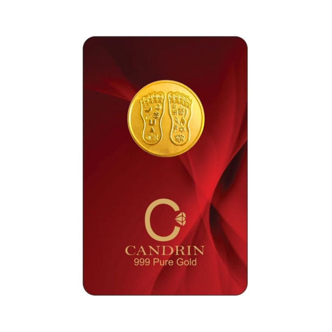 CANDRIN 999 GOLD CHARAN PADUKA COIN