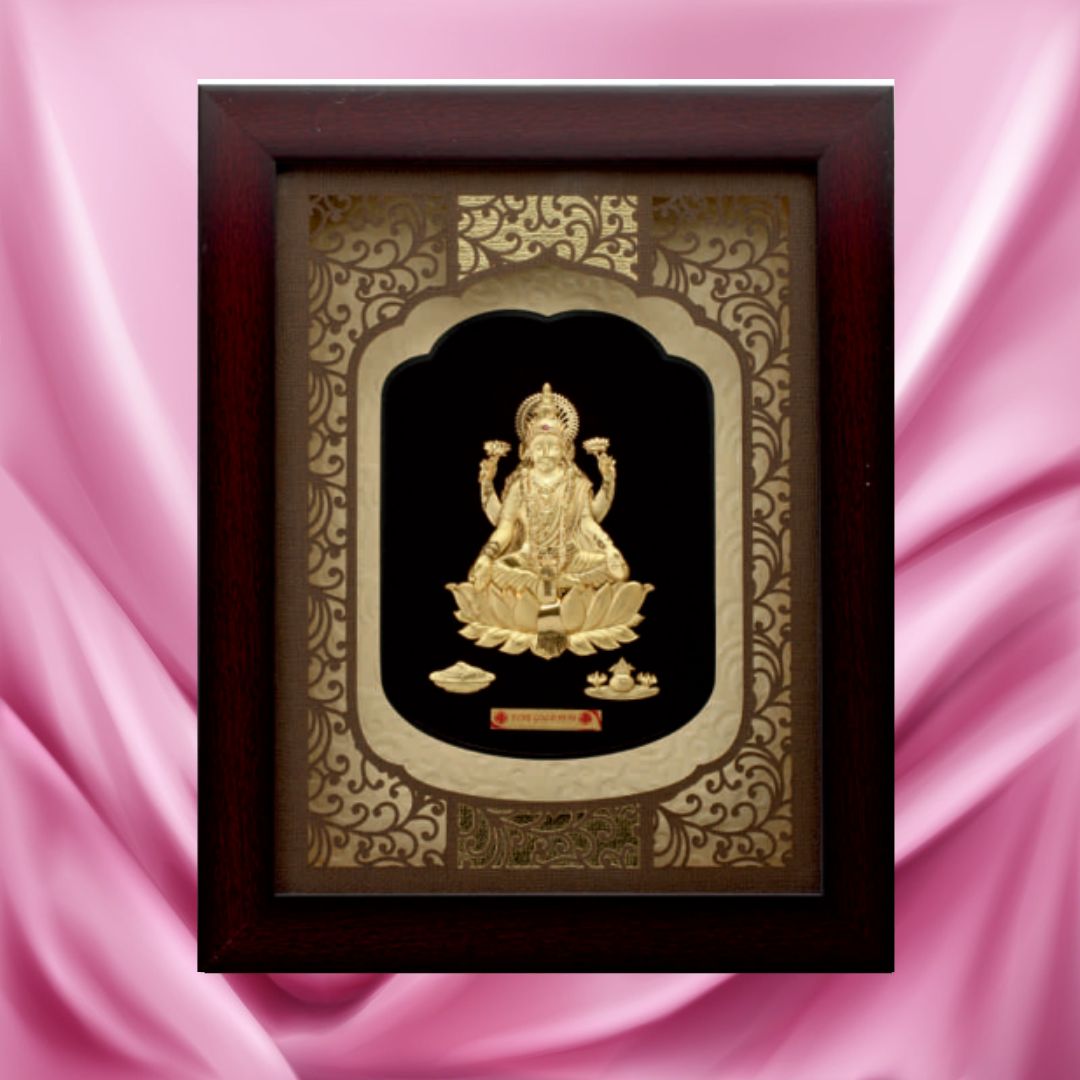 24KT GOLD FOIL SOLID ROSEWOOD LAXMI JI FRAME