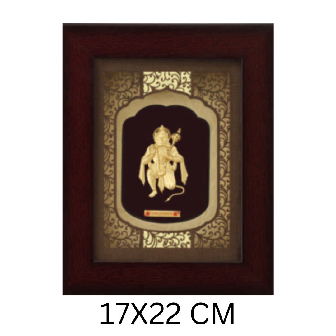 24KT GOLD FOIL EXTRA MINI SOLID CARVING HANUMAN JI FRAME