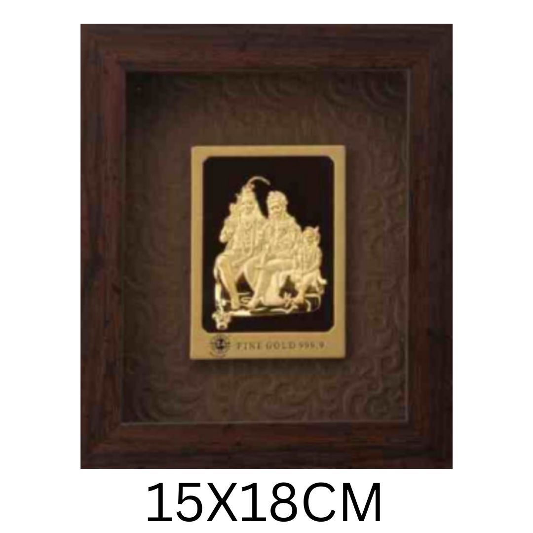 24KT GOLD FOIL ELEGENT MINI BROWN SHIV PARIVAR FRAME