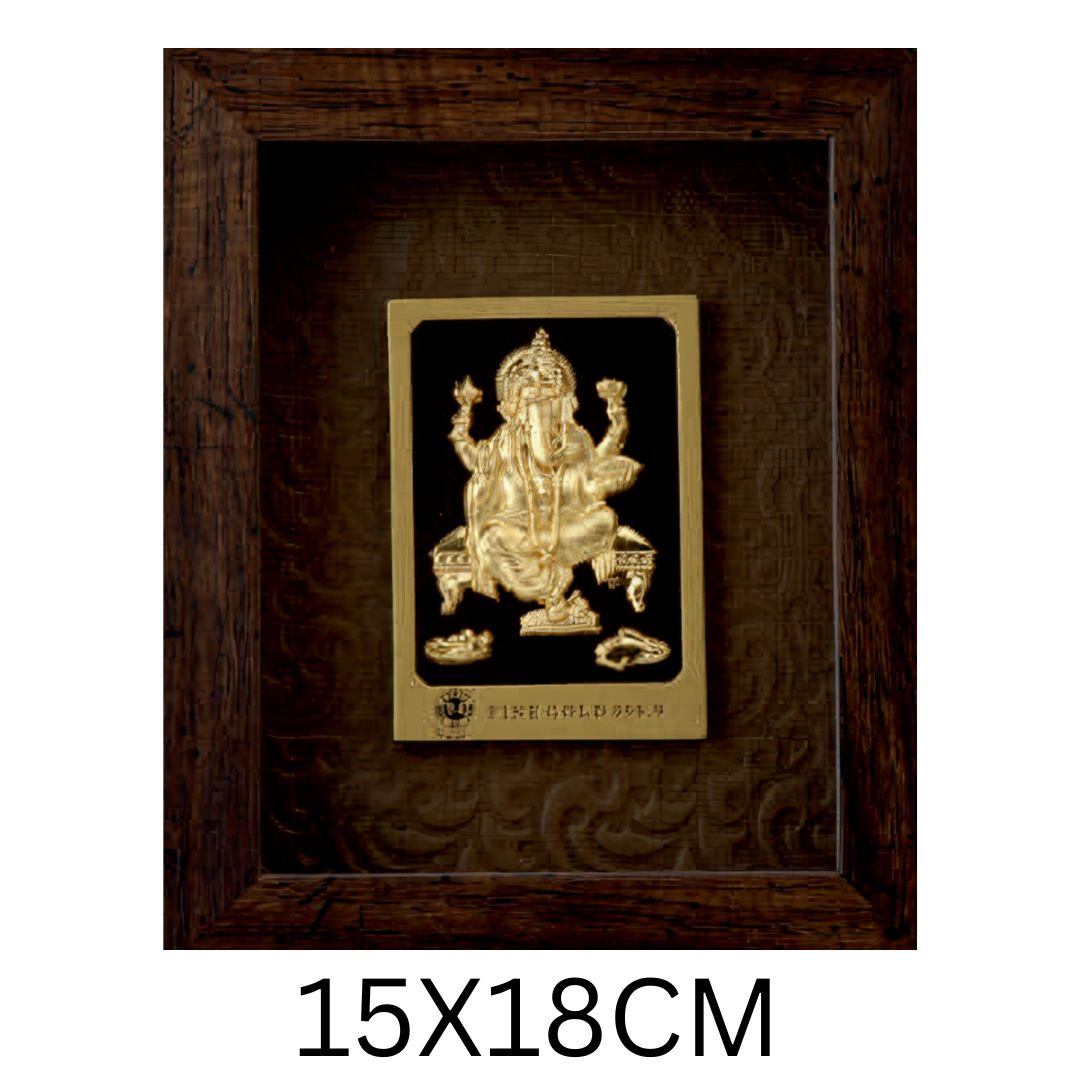 24KT GOLD FOIL ELEGENT MINI BROWN GANESH JI FRAME