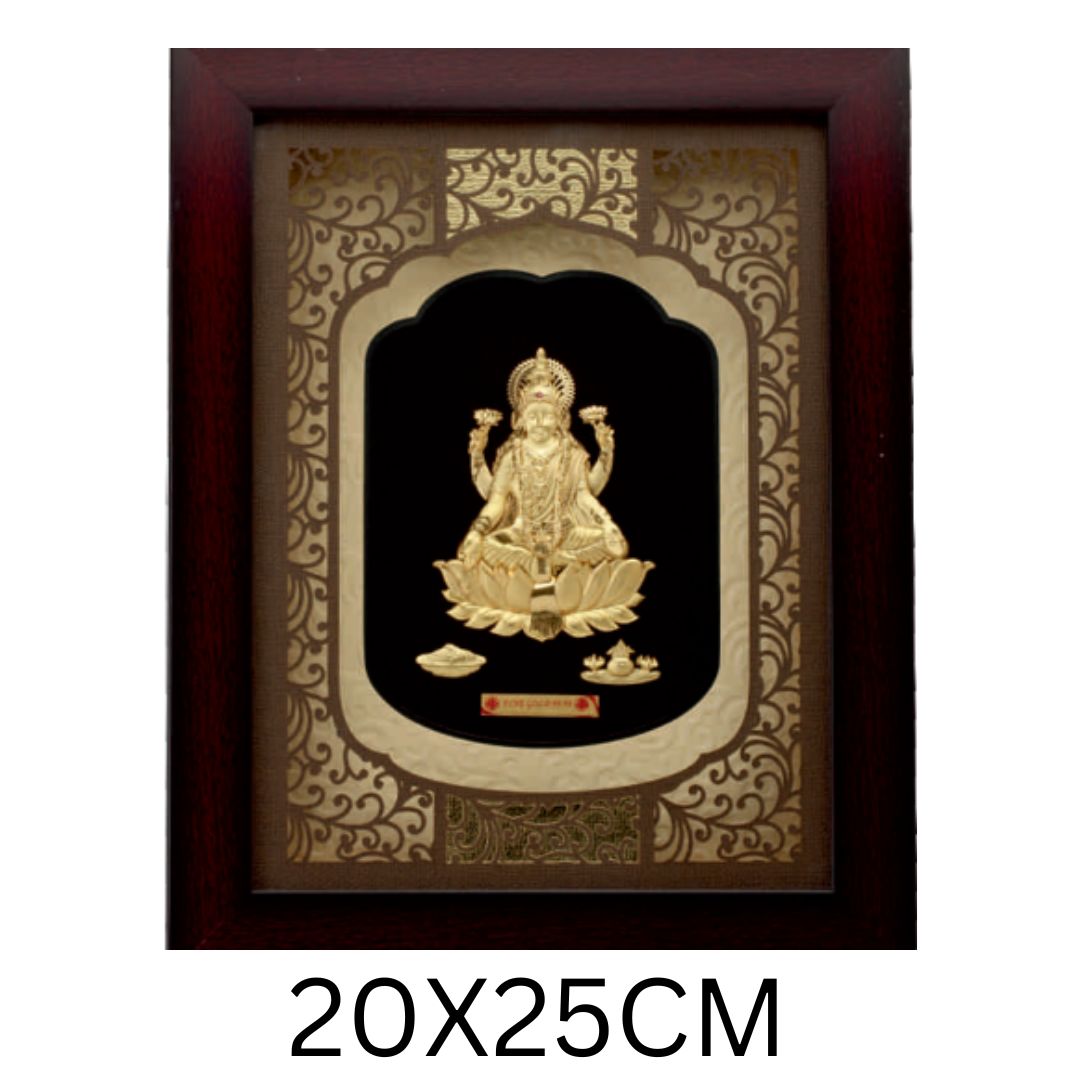 24KT GOLD FOIL SOLID ROSEWOOD LAXMI JI FRAME