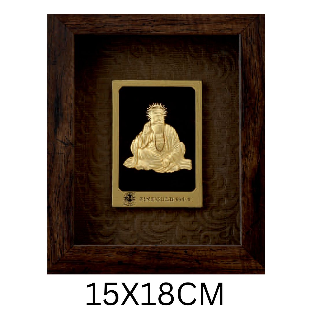 24KT GOLD FOIL ELEGENT MINI BROWN GURU NANAK JI FRAME