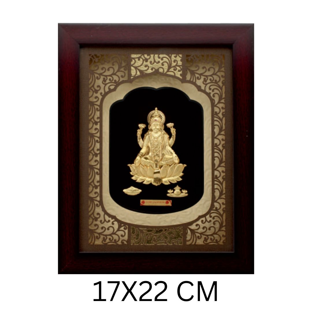 24KT GOLD FOIL EXTRA MINI SOLID CARVING LAXMI JI FRAME