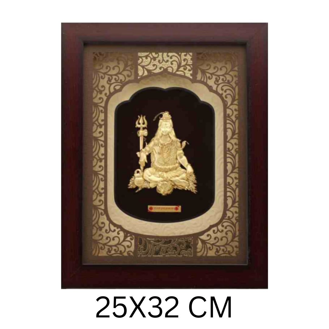 24KT GOLD FOIL SOLID ROSEWOOD SHIV JI FRAME