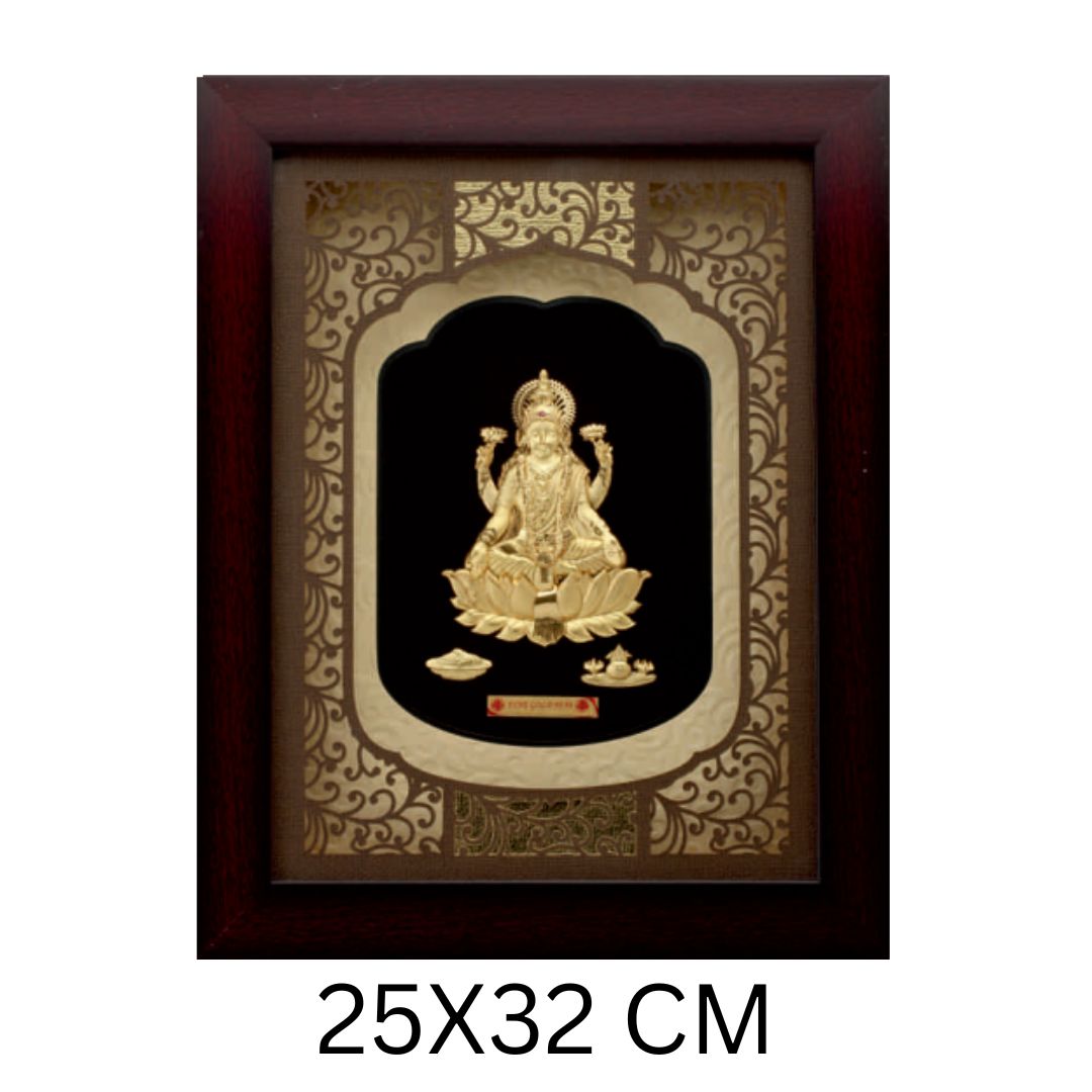 24KT GOLD FOIL SOLID ROSEWOOD LAXMI JI FRAME