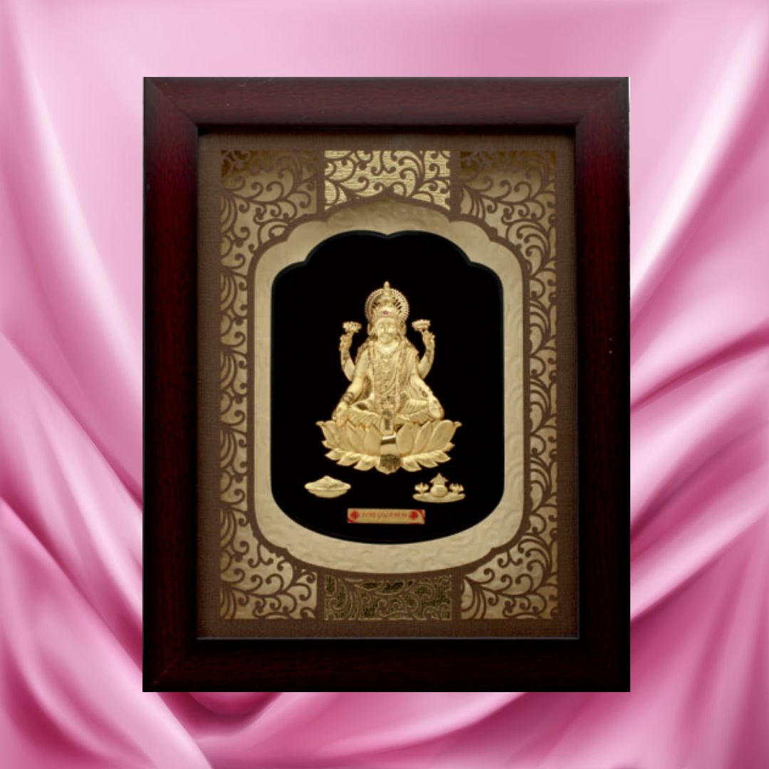 24KT GOLD FOIL EXTRA MINI SOLID CARVING LAXMI JI FRAME