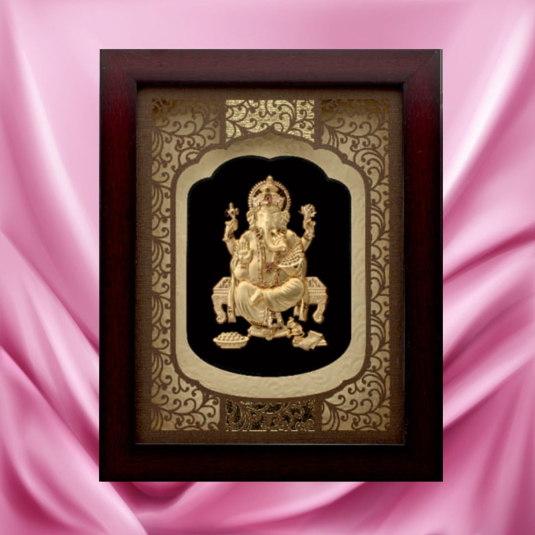 24 KT GOLD FOIL EXTRA MINI SOLID CARVING GANESH JI