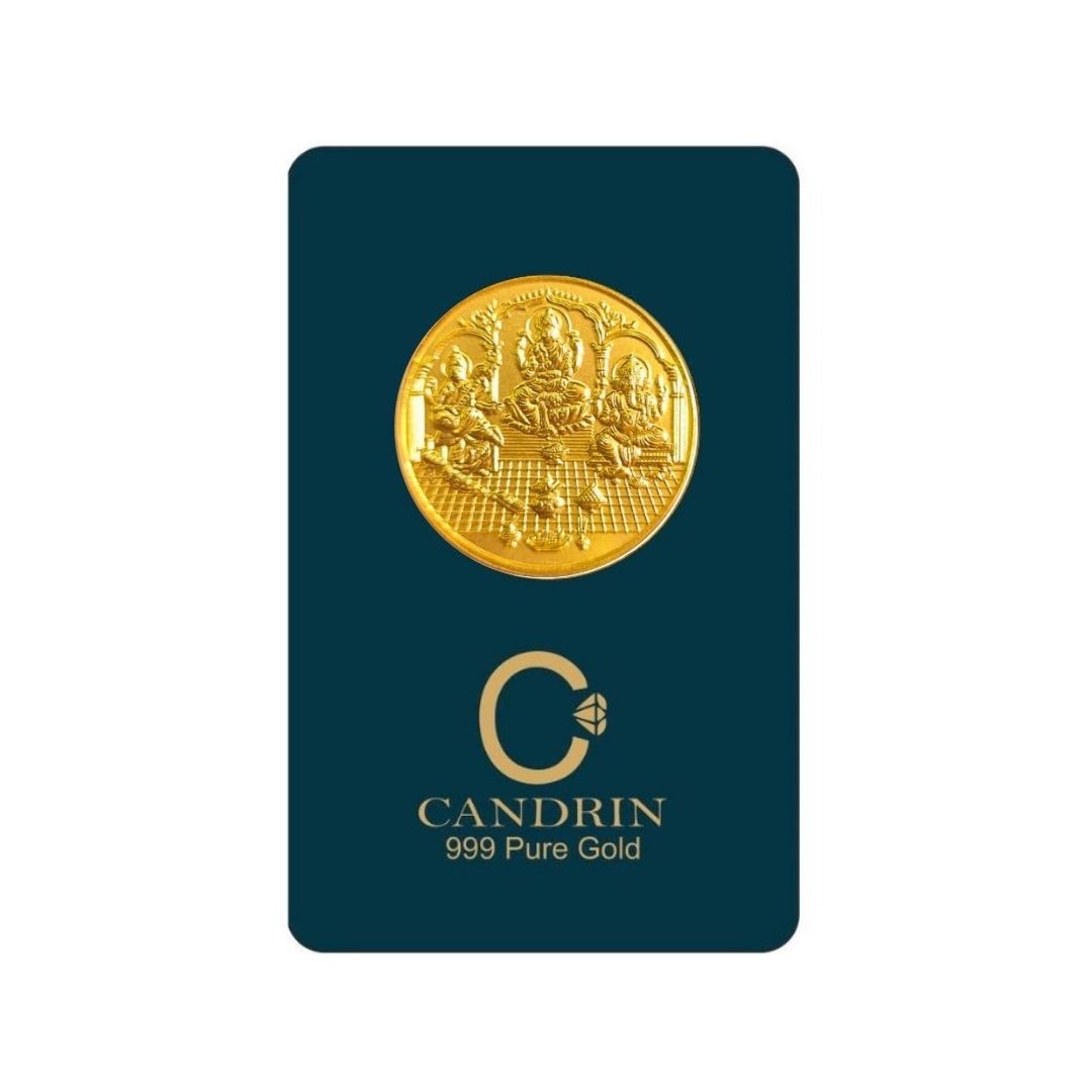 CANDRIN 999 GOLD LAXMI GANESH SARASWATI COIN