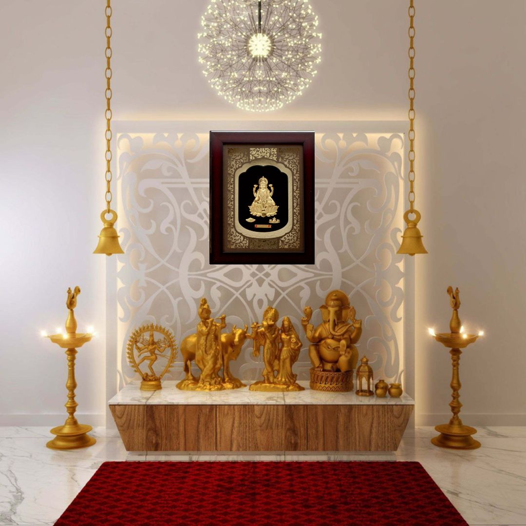 24KT GOLD FOIL SOLID ROSEWOOD LAXMI JI FRAME