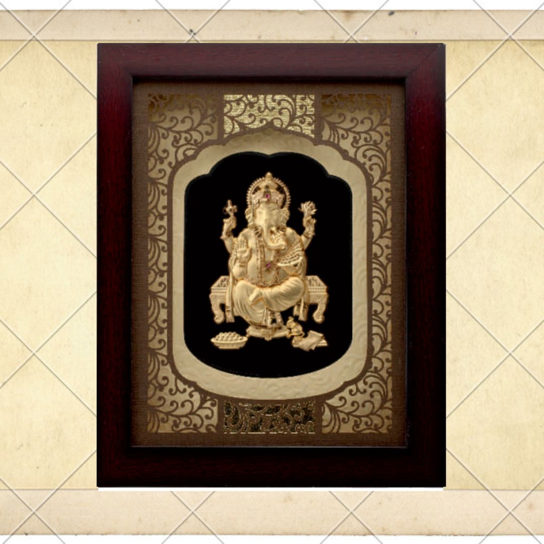 24 KT GOLD FOIL EXTRA MINI SOLID CARVING GANESH JI