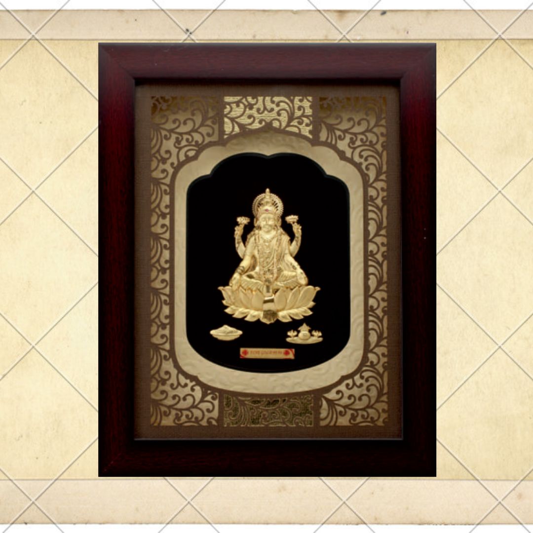 24KT GOLD FOIL SOLID ROSEWOOD LAXMI JI FRAME