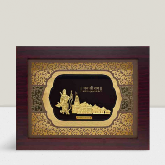 24KT GOLD FOIL ELITE AYODHYA TEMPLE WITH RAM JI  FRAME