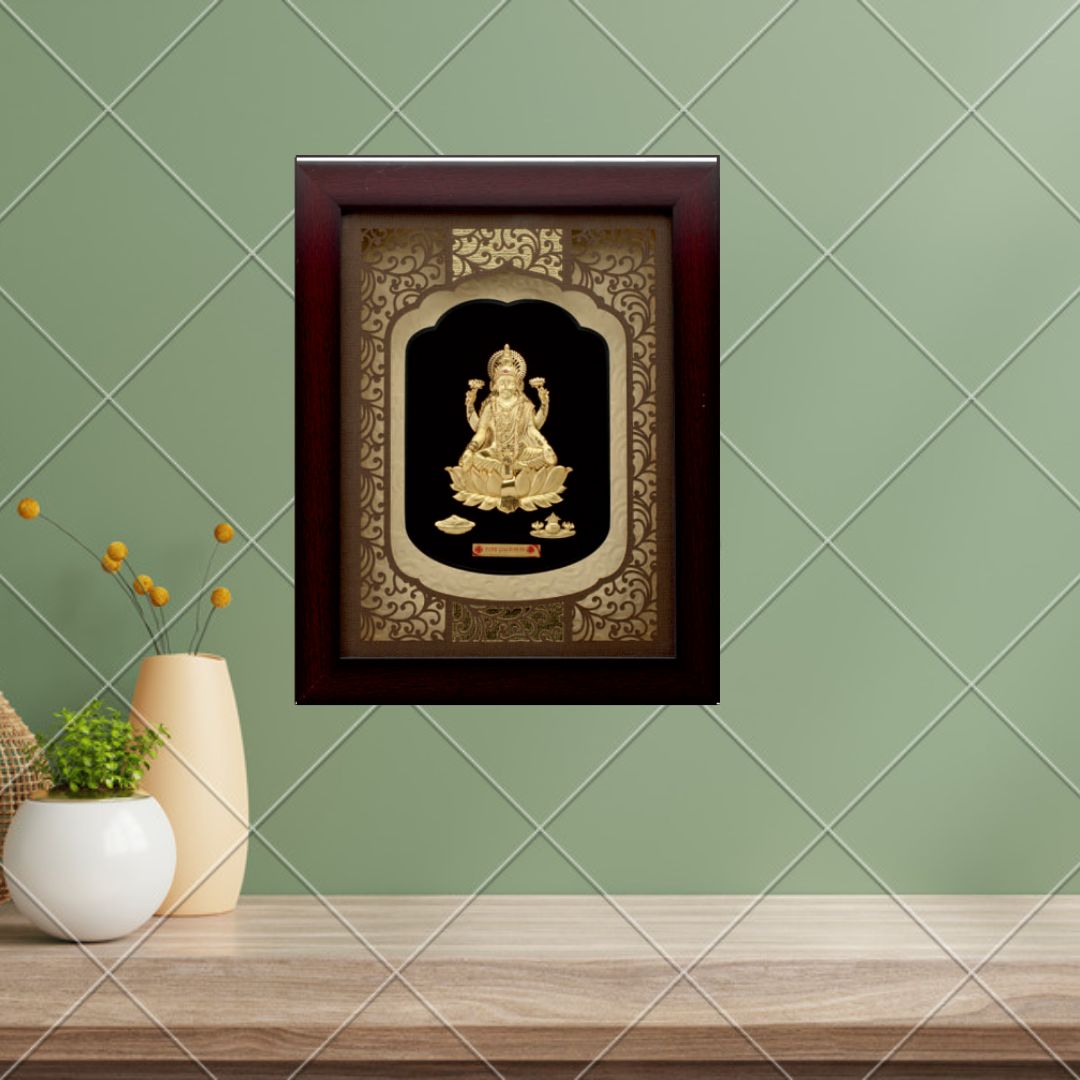 24KT GOLD FOIL SOLID ROSEWOOD LAXMI JI FRAME