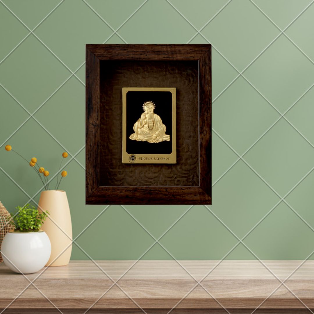 24KT GOLD FOIL ELEGENT MINI BROWN GURU NANAK JI FRAME