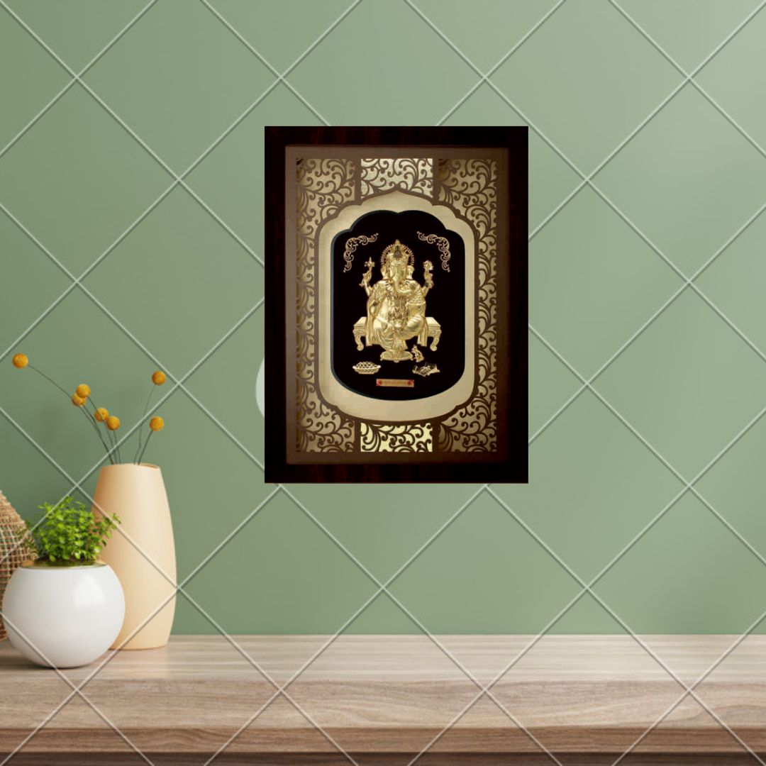 24KT GOLD FOIL ELITE GANESHA FRAME.