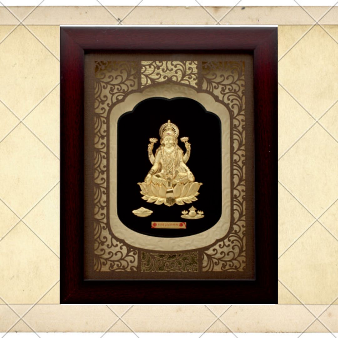 24KT GOLD FOIL SOLID ROSEWOOD LAXMI JI FRAME