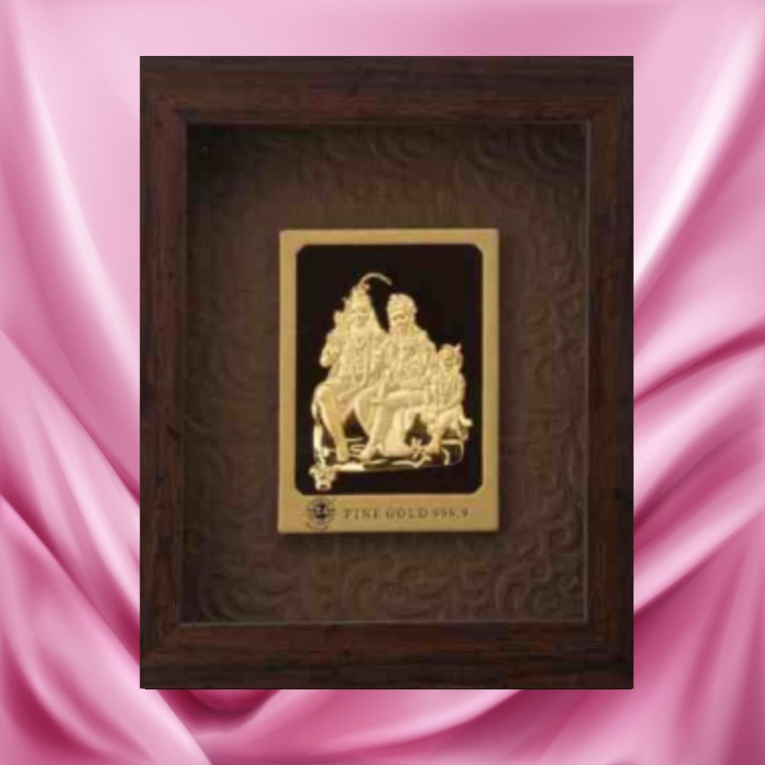 24KT GOLD FOIL ELEGENT MINI BROWN SHIV PARIVAR FRAME