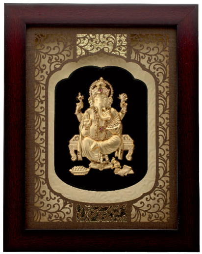 24KT GOLD FOIL SOLID ROSEWOOD GANESHA FRAME