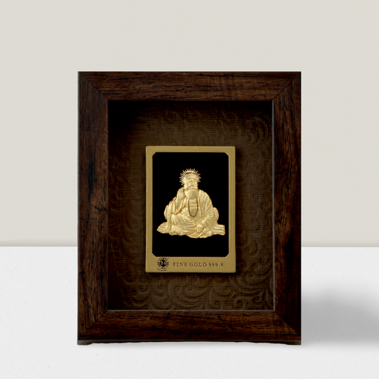 24KT GOLD FOIL ELEGENT MINI BROWN GURU NANAK JI FRAME