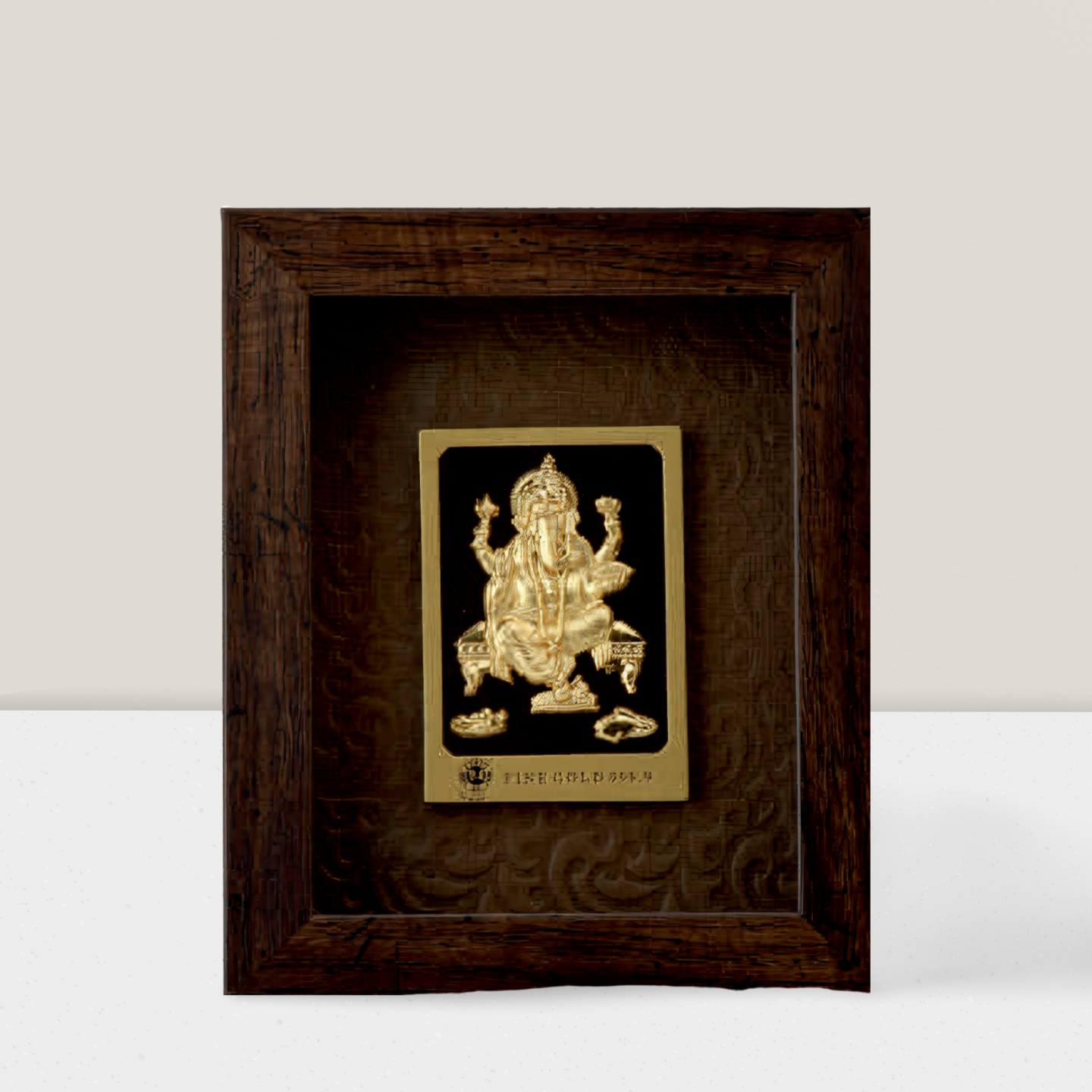 24KT GOLD FOIL ELEGENT MINI BROWN GANESH JI FRAME