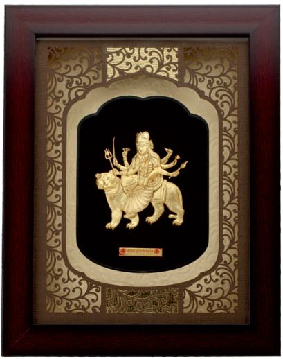 24KT GOLD FOIL SOLID ROSEWOOD DURGA JI FRAME