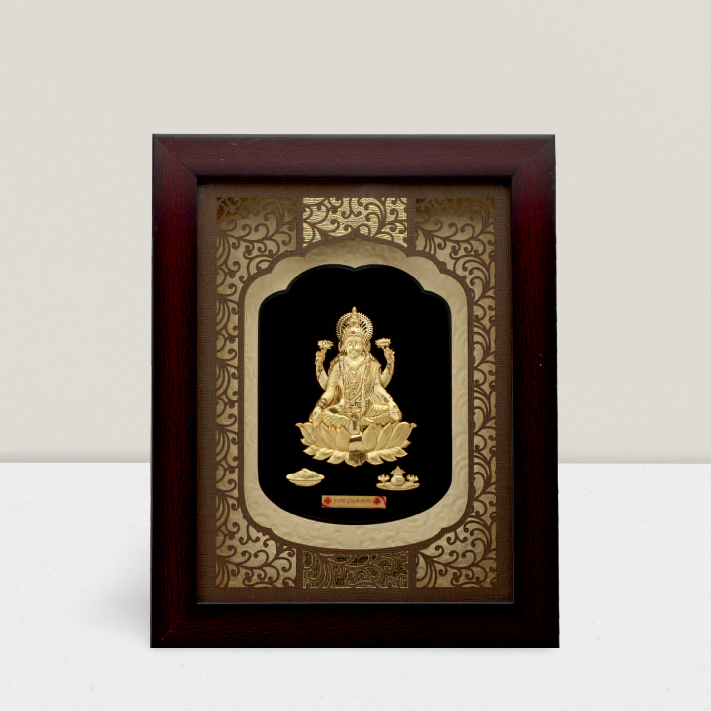 24KT GOLD FOIL EXTRA MINI SOLID CARVING LAXMI JI FRAME