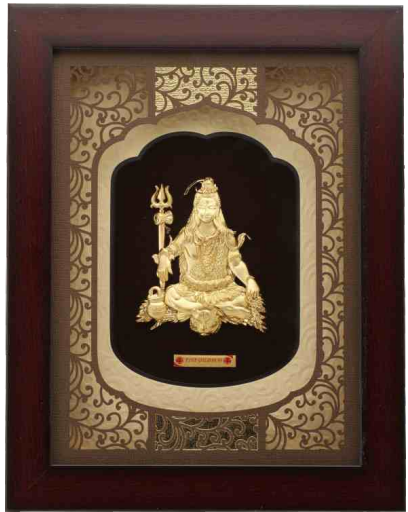 24KT GOLD FOIL SOLID ROSEWOOD SHIV JI FRAME