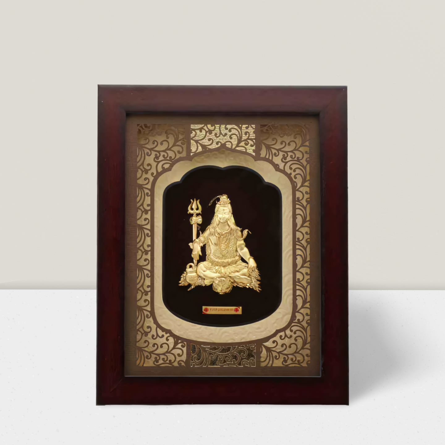 24KT GOLD FOIL SOLID ROSEWOOD SHIV JI FRAME